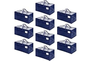 VENO 10 Pack Moving Bags w/Backpack Straps, Heavy Duty, Moving Boxes Alternative, Packing Supplies, Large Storage Totes for Dorm Room Essentials with Zipper for Clothes (Blue, 10 Pack)