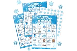Liliful 35 Pcs Winter Bingo Games Christmas Bingo for Adult Boy Girl 24 Players Winter Wonderland Card Set Christmas Party Games for Teens School Family Holiday Party Favor