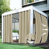 HolidayIdeas Outdoor Curtains for Patio Waterproof-4 Panels 54"x84"-Windproof Weatherproof Privacy Cream Outside Curtains-Grommet Top and Tab Bottom Drape for Gazebo, Porch, Pergola, Cabana, Backyard