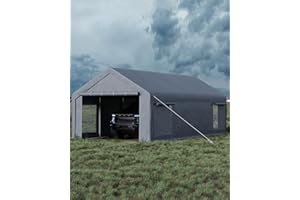 PEAKPURSUIT 13x25 FT Carport,Heavy-Duty Carport with 4 Roll-Up Windows & Doors, Portable Garage 200g PE Tarp, Waterproof & UV Protected Outdoor Shelter for Car, Boat, Truck, Motorcycle