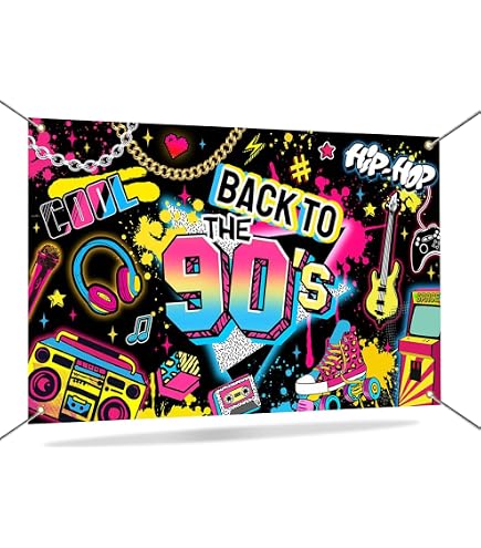 thumbnail image 2 of Back To The 90s Backdrop For Party Decorations, 7x5ft Retro Hip-Hop Graffiti Photography Backdrop For 90s Themed Birthday Party Photo Booth Studio 2 of 14