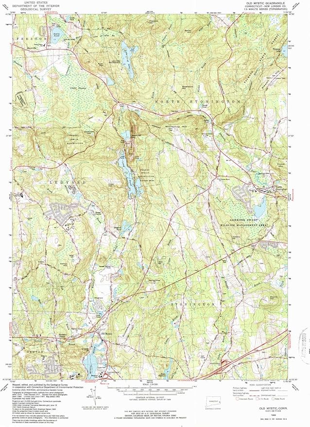 YellowMaps Old Mystic CT topo map, 124000 Scale, 7.5 X 7.5