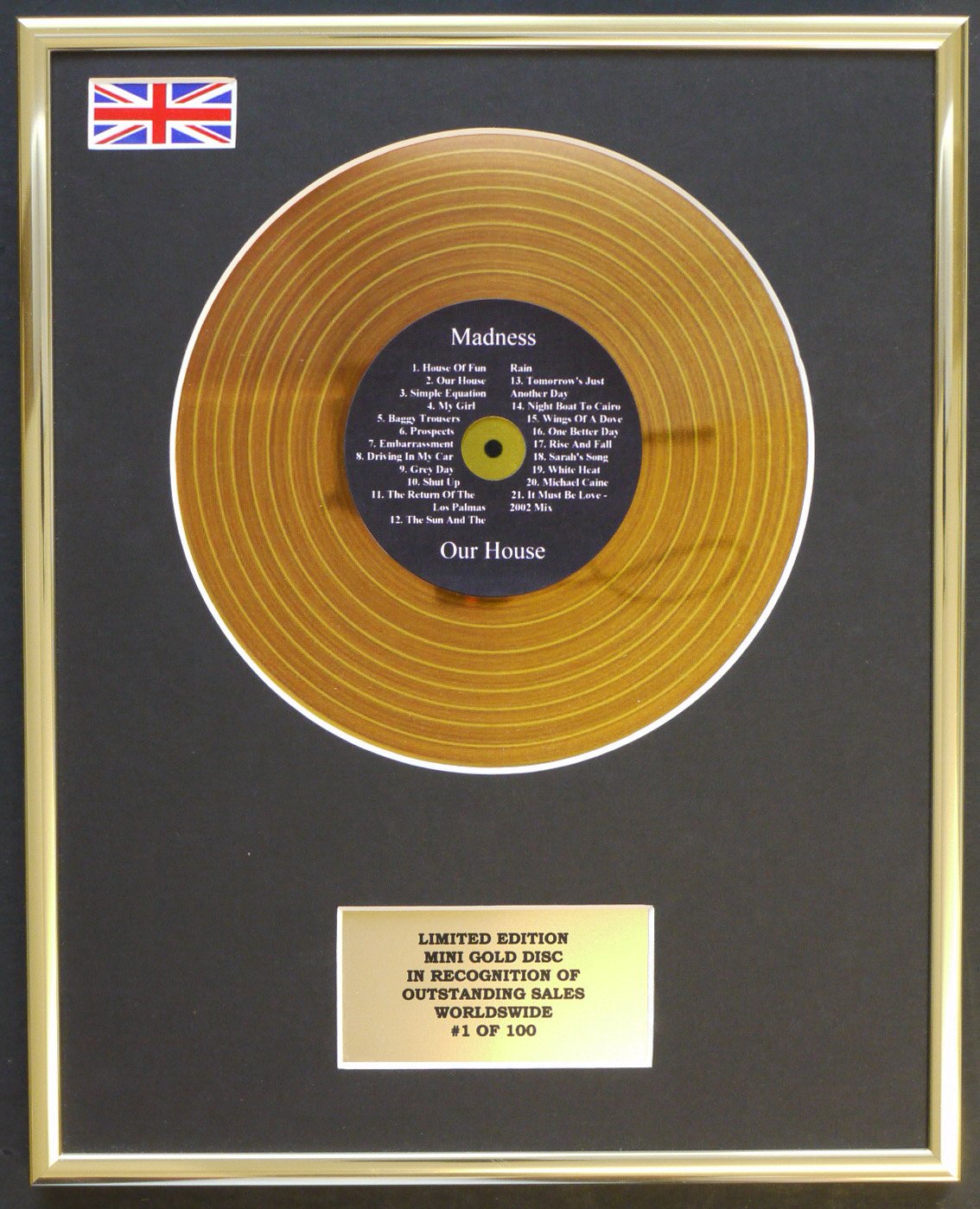 Limited Edition mini gold disc Display MADNESS/MINI GOLD DISC DISPLAY/LIMITED EDITION/COA/OUR HOUSE