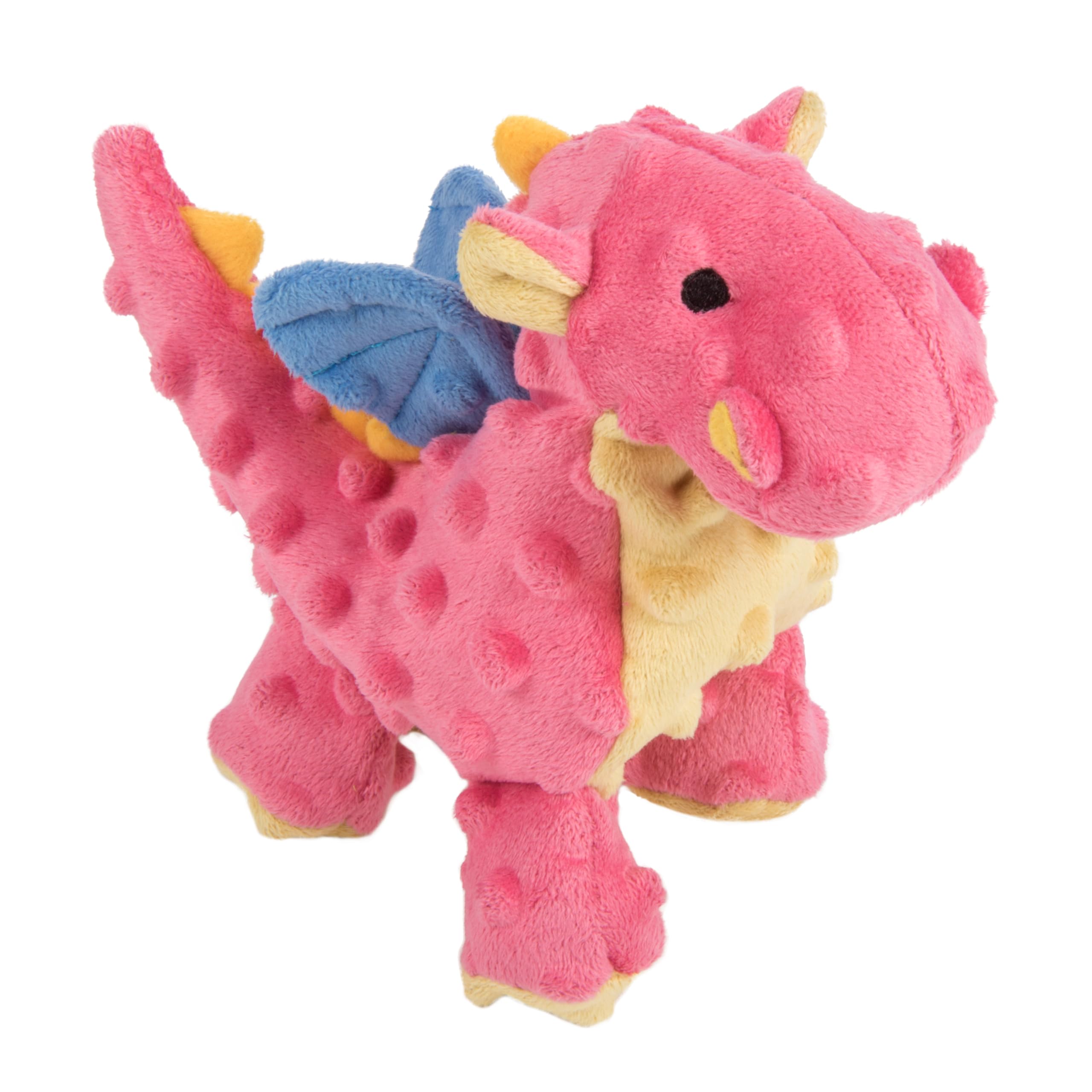 Moonmoon 70801 goDog Dragon With Chew Guard Technology Tough Plush Dog Toy, Coral, Small
