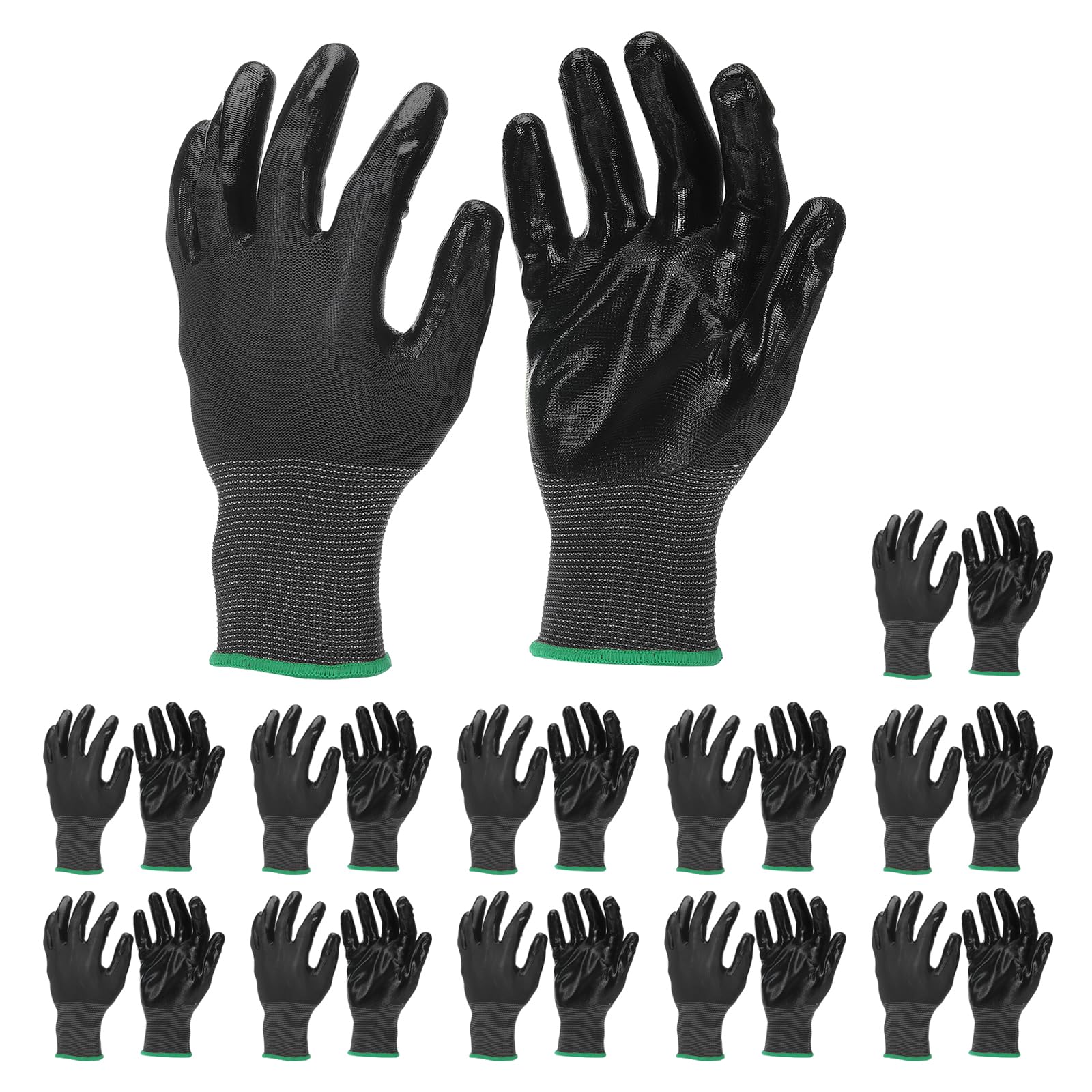 PATIKIL Safety Work Gloves Nitrile Coated, 12 Pair Non-slip Gardening Gloves Seamless Knit Working Gloves with Grip for Women Men Warehouse, Black, Small Size