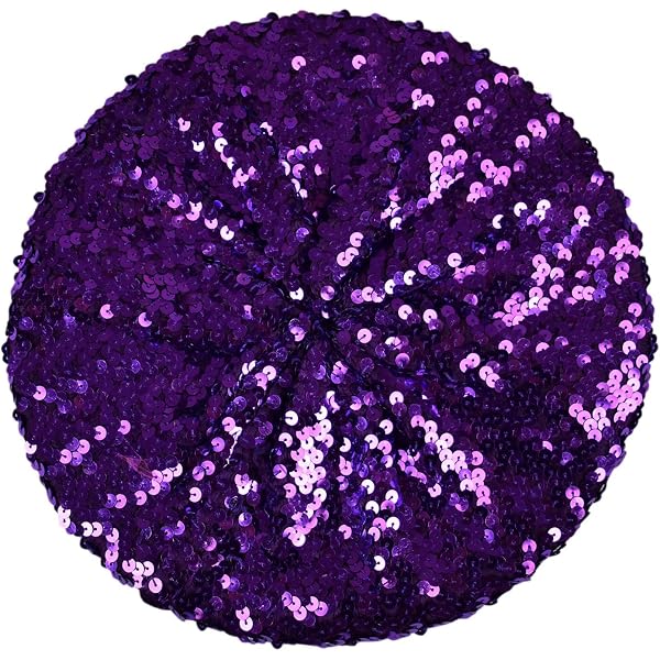 7339 Sparkle Stretchable Stylish Lightweight Sequin Beret Beanie Hat, Purple sequin beret sold on Temu United States main image 3