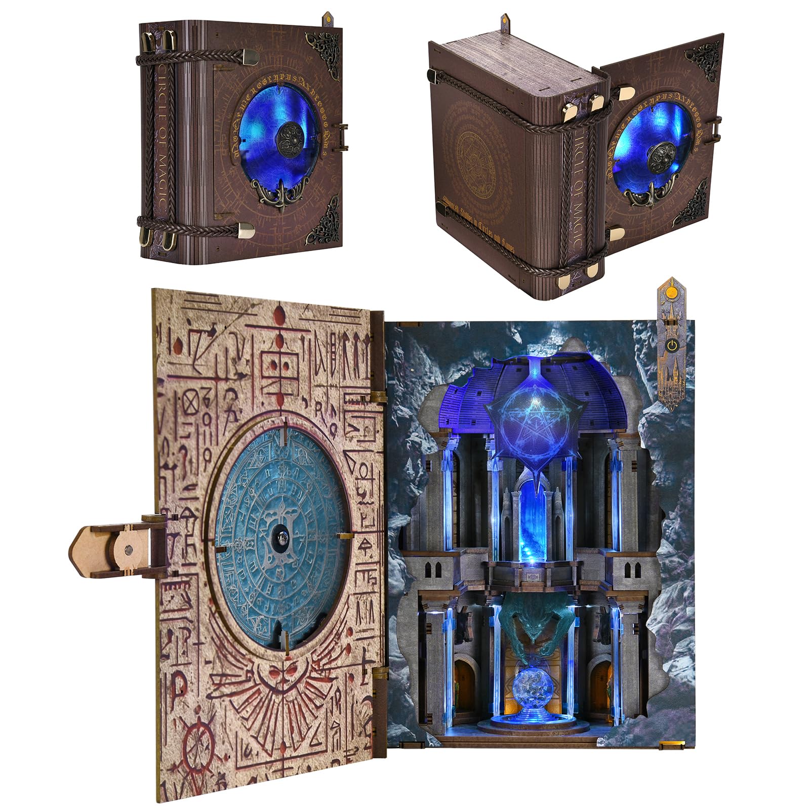 CCCDF Magic Book Nook Kit, DIY Miniature Dollhouse Booknook Kit, Bookend Bookshelf Insert Decor with LED Light for Teens and Adults (Circle of Magic) Image