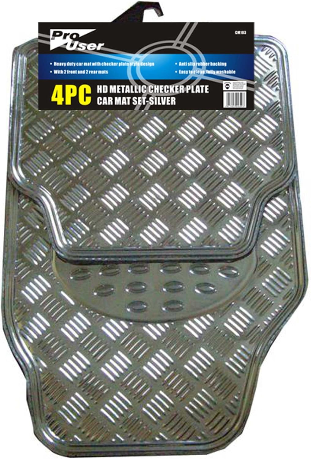 Silver / Chrome car mats rubber set of 4 2 front 2 rear Metallic