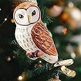 Sunnychicc Christmas Glass Blown Pygmy Owl Clip on Ornament, Brilliant Christmas Tree Glass Ornament Gifts for Owl Lovers, 2025 Holiday Present Ideas