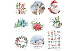 GYGOT 1000 Pcs Christmas Stickers for Envelopes,1.5 Inch Round Christmas Stickers for Crafts,Xmas Envelope Seal Cards Gift Stickers,8 Designs