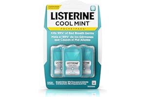 Listerine Pocketpaks Breath Strips, Cool Mint, 72 Count (Pack of 1)