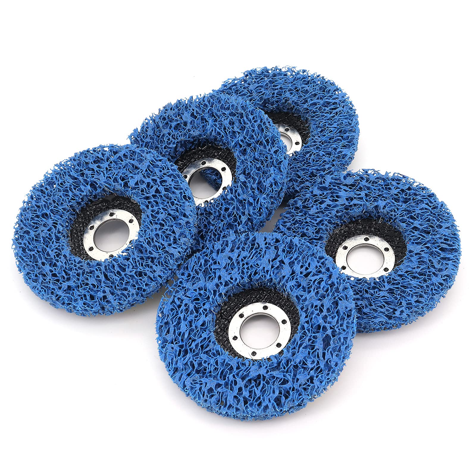 DingGreat 5Pcs Paint Removal Grinding Wheel, 115 x 22mm Poly Strip Abrasive Disc Rust Paint Remover Cleaning Grinding Wheel for Angle Grinder Clean and Remove Paint Coating Rust Welds Oxidation -Blue