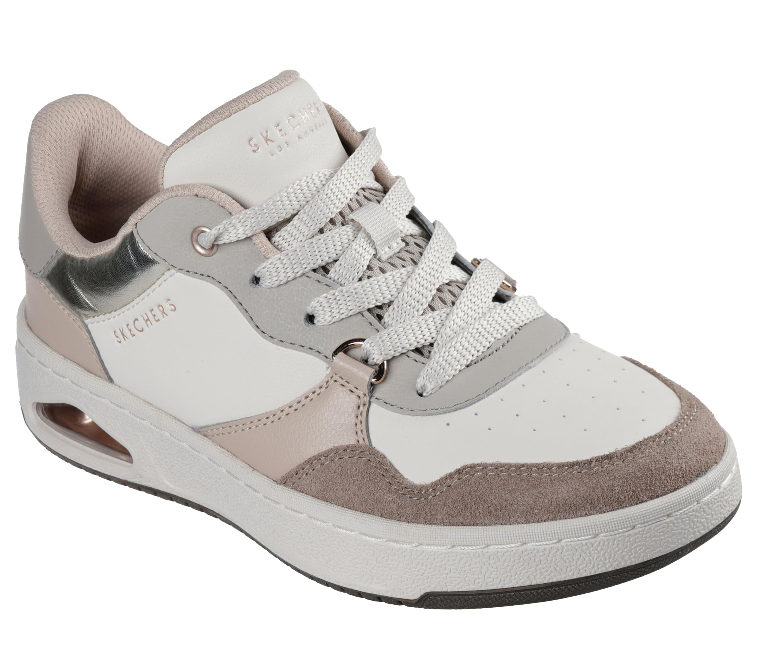 Skechers Women’s Uno Ctl-Subtle Shimmer Sneaker, Taupe/Multi, 7