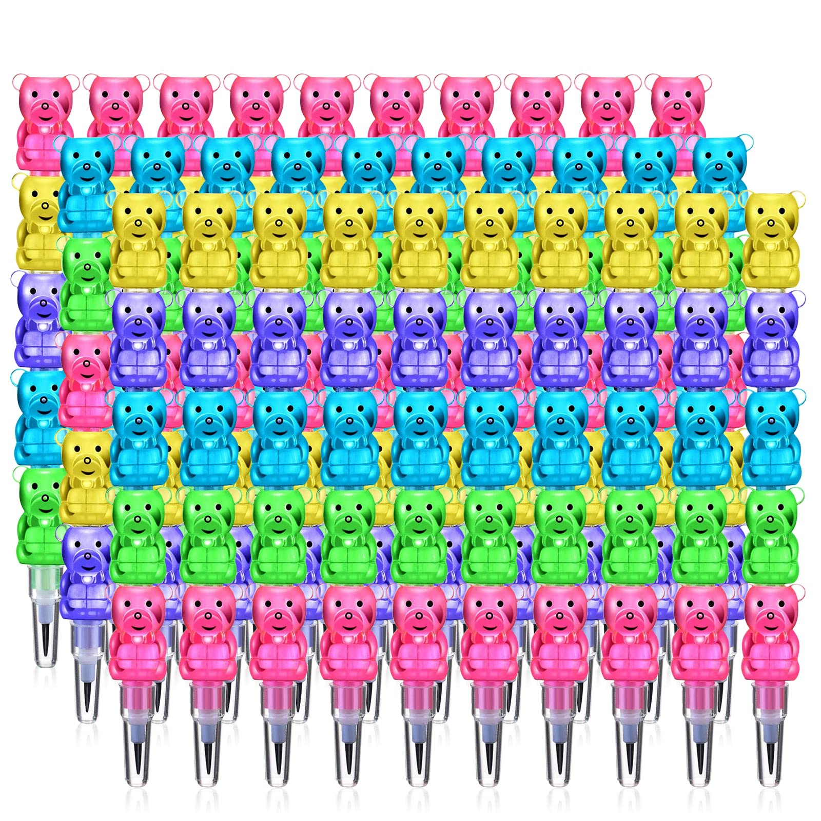 CRITIVE-S Set of 30 Unsharp Stackable Bear Pencils - Plastic Colored 5 in 1 for Kids