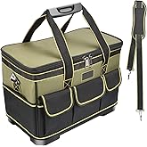 Tool Bag, 16 Large Pockets Tool Bag Organizer, 5-Layer Thickeness Materials Heavy Duty Tool Bags for men with 2.5mm Molded Du