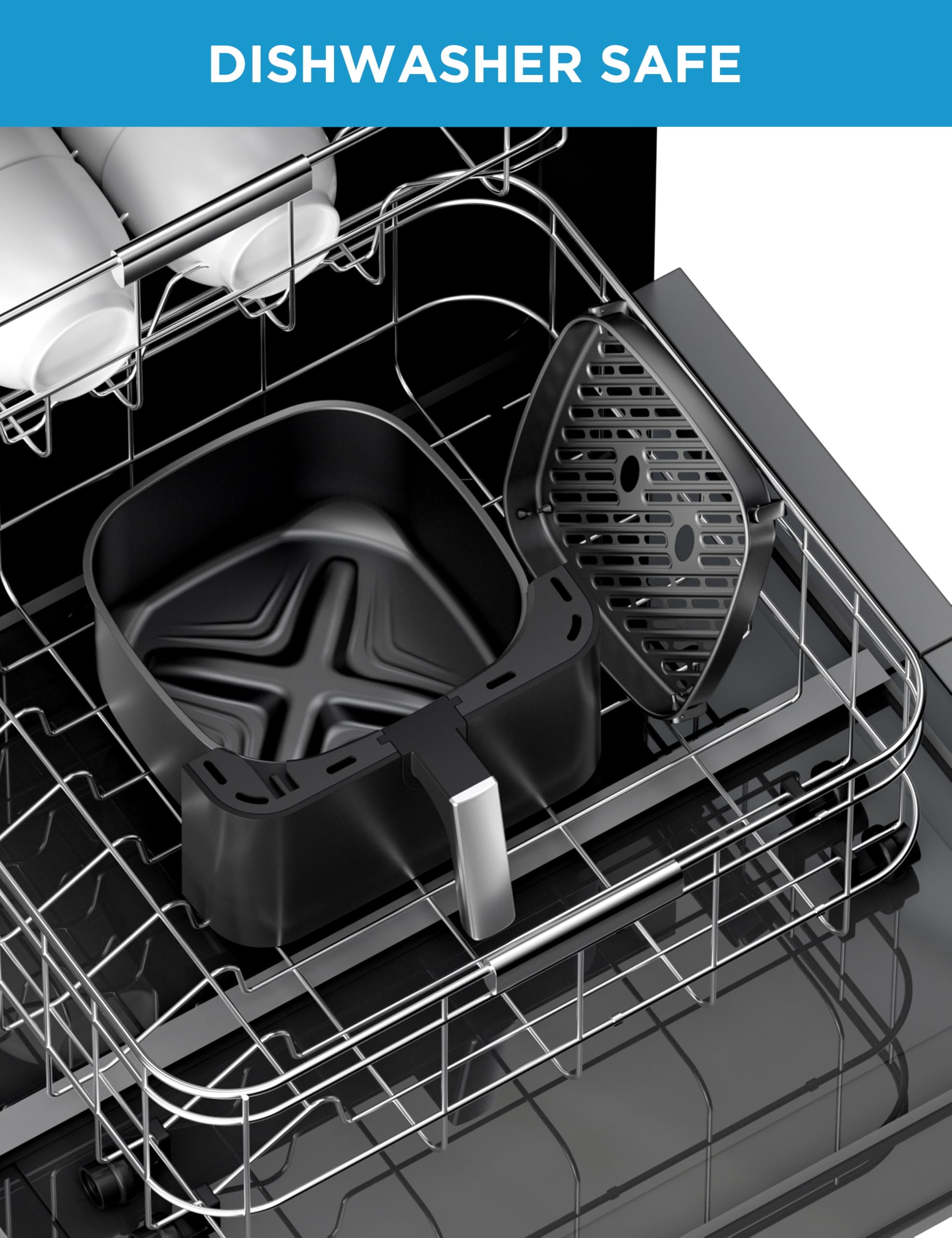 Freidora de aire Midea de 5,5 cuartos con ventana transparente, tecnología Heatexpress Rapid Air y 9 menús preestablecidos para comidas rápidas y fáciles