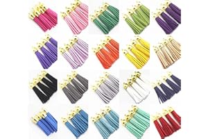 QIANHAILIZZ Mixed Color CCB Cap Faux Suede Tassel Leather Charm Keychain Cellphone Straps HS3858 (60 Gold Tassel of 2-1/4 inch)