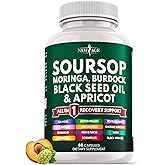 Soursop Supplement - Moringa, Sea Moss, Black Seed Oil, Berberine, Turmeric, Apricot, Quercetin, Greens, Bitters, Boswellia, Bitter Melon, Burdock Root - 60 Capsules