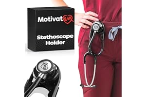 MotivatEM Clip-on Stethoscope Holder Hip Clip, Stethoscope Hip Holder for Waist Belt, for Physicians Nurses and Students, Compatible with ADC MDF Adscope Littmann Stethoscope