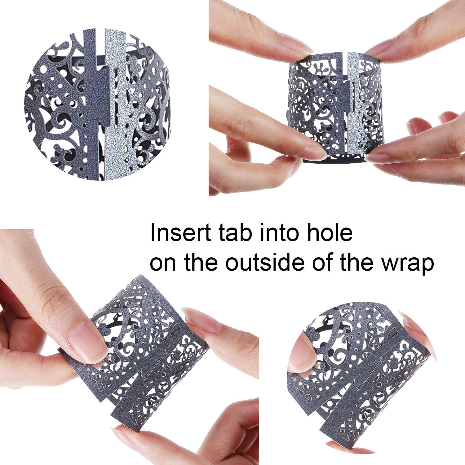 Sumind 24 Pieces Tea Light Votive Wraps Laser Cut Decorative Wraps Paper Candle Holder for LED Battery Tealight Candles for Valentine's Day Birthday Wedding Party Decoration - Image 5