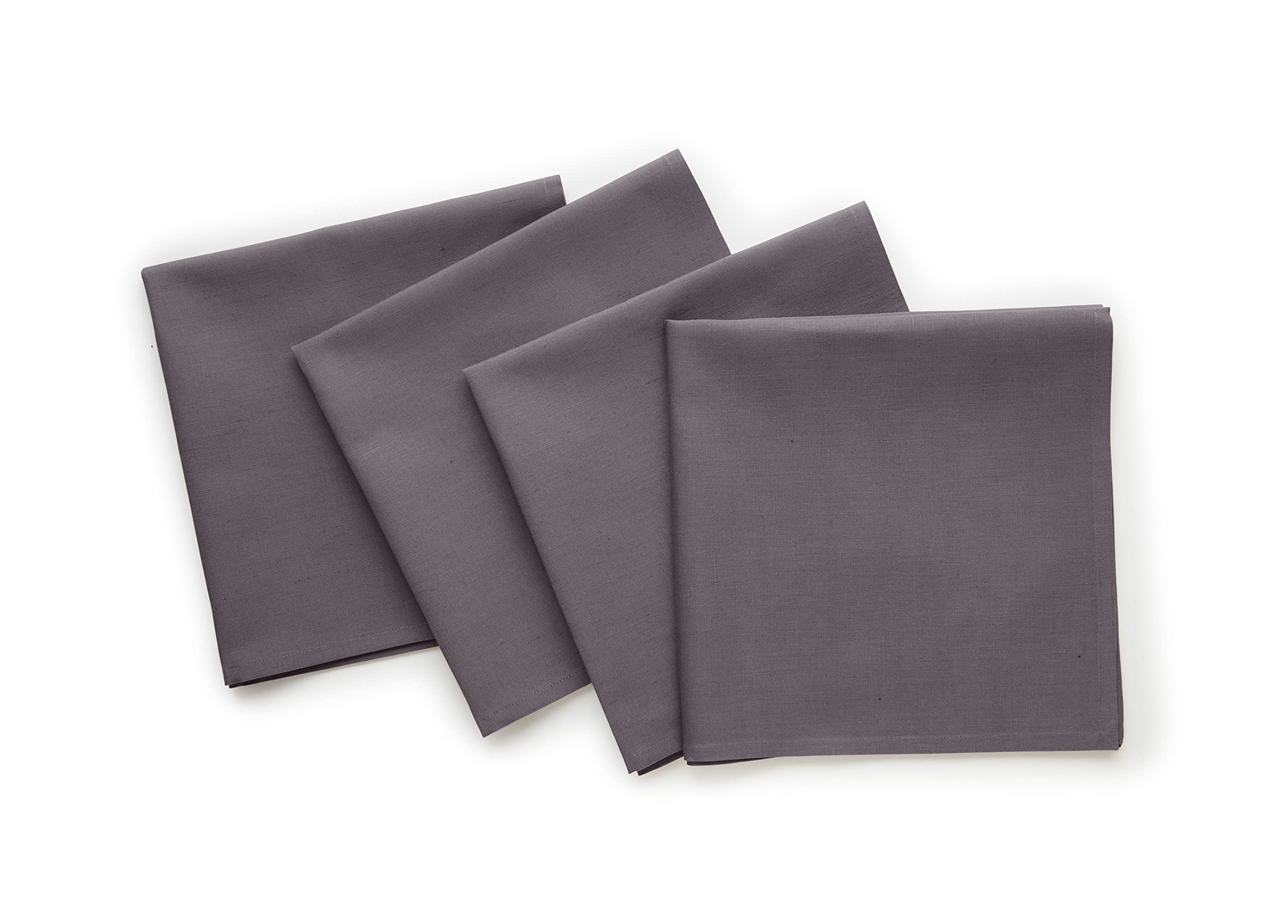 Solino Home Cotton Linen Napkins 20 x 20 Inch – Grey Dinner Napkins for Fall, Thanksgiving, Christmas – Dru Machine Washable Cloth Napkins Set of 4 – Handcrafted from Natural Fabric