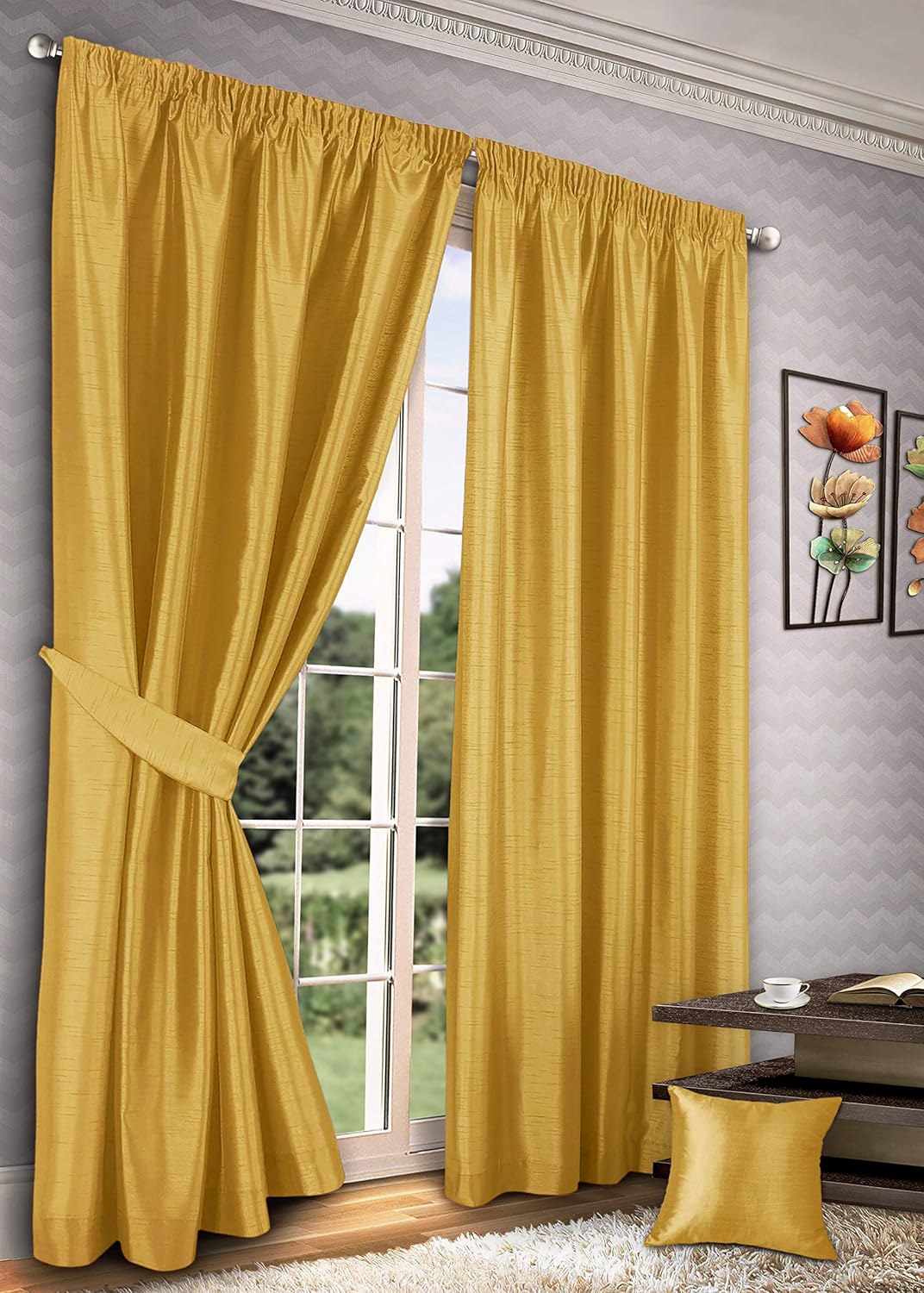 Intimates Fully Lined Faux Silk Window Treatment Curtain Pair Pencil