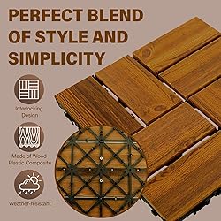 10 PCS Interlocking Deck Tiles 12" x 12", 8 Slats