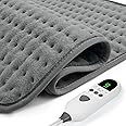 Heating Pad for Back Pain & Period Cramps Relief, 9 Heat Settings Electric Heating Pad for Knee, Neck & Shoulder, Auto Shut Off, Soft Machine Wash Fabric, Gifts for Mom, Women, Dad, 12'‘×24’, Gray