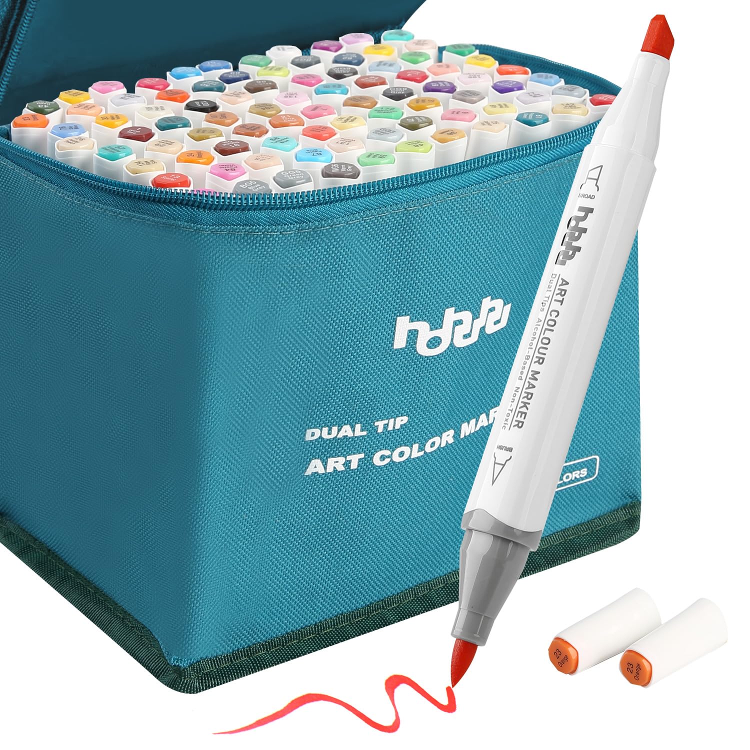 hhhouu HO-MK88 88 Coloured Double Tip Markers, Brush and Chisel with Case for Artist, Students for Sketching, Adult Coloring, Calligraphy, Animation