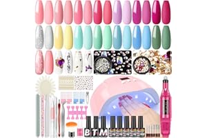 COSCELIA Gel Nail Polish Kit with U V Light Starter Kit and Drill 15Pcs Fall Colors Gel Polish Kit Matte Glossy Top Coat Nail Art Decoration Gel Manicure Kit DIY at Home Gifts for Women