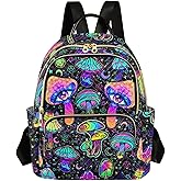 PJGINUIUA Women Fashion Backpack Purse Casual Lightweight Travel Shoulder Bag Magic Mushrooms Rucksack Ladies Bag, Small