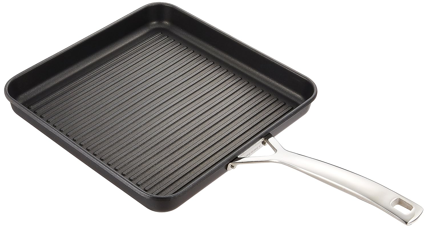 Le Creuset 967002281 Toughened Non-Stick Ribbed Square Grill 28cm, Black