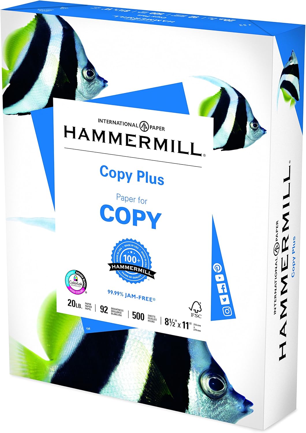 Hammermill Copy Plus 20lb Paper, 8.5 x 11, 1 Ream, 500 Total Sheets, Made in USA, Sustainably Sourced From American Family Tree Farms, 92 Bright, Acid Free, Economical Printer Paper, 105007R : Dummy Cameras : Office Products