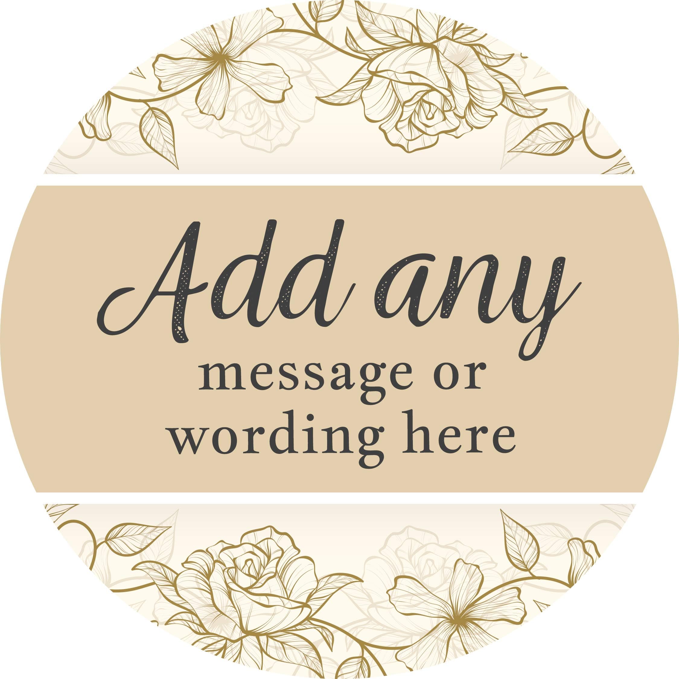 Candle Elegant Floral Light Brown Sticker Labels Personalised Custom Seals Ideal for Party Bags Sweet Cones Favours Jars Presentations Gift Boxes Bottles Crafts