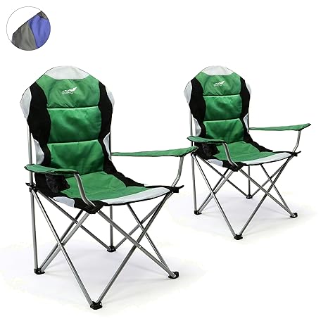 Divero Deluxe Faltstuhl 2er Set Armlehne Getränkehalter Tragetasche 90x62x108 cm bis 130 kg 600D Oxford Campingstuhl Angelstu