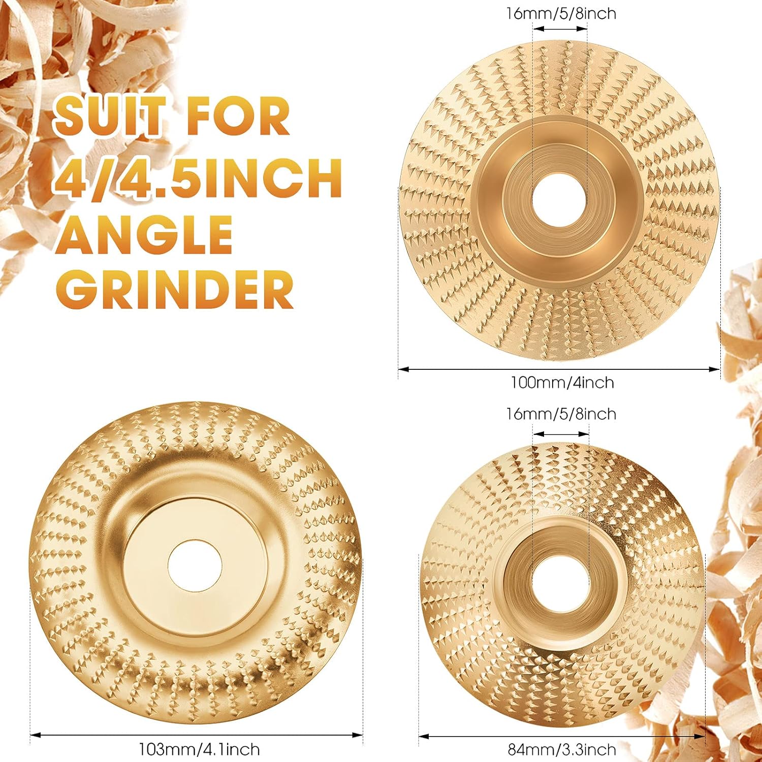 3 Pieces Grinding Wheel Shaping Disc Angle Grinder Discs Wood Carving Disc Angle Grinder Wheel Carving Abrasive Disc for Wood Cutting Shaping Polishing, Golden: Industrial & Scientific