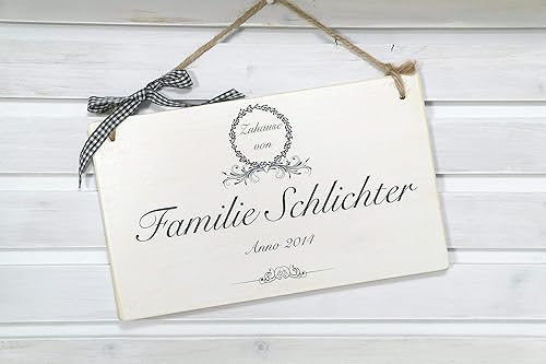Tur Schild Fur Die Haustur Mit Namen Aus Holz Amazon De Handmade