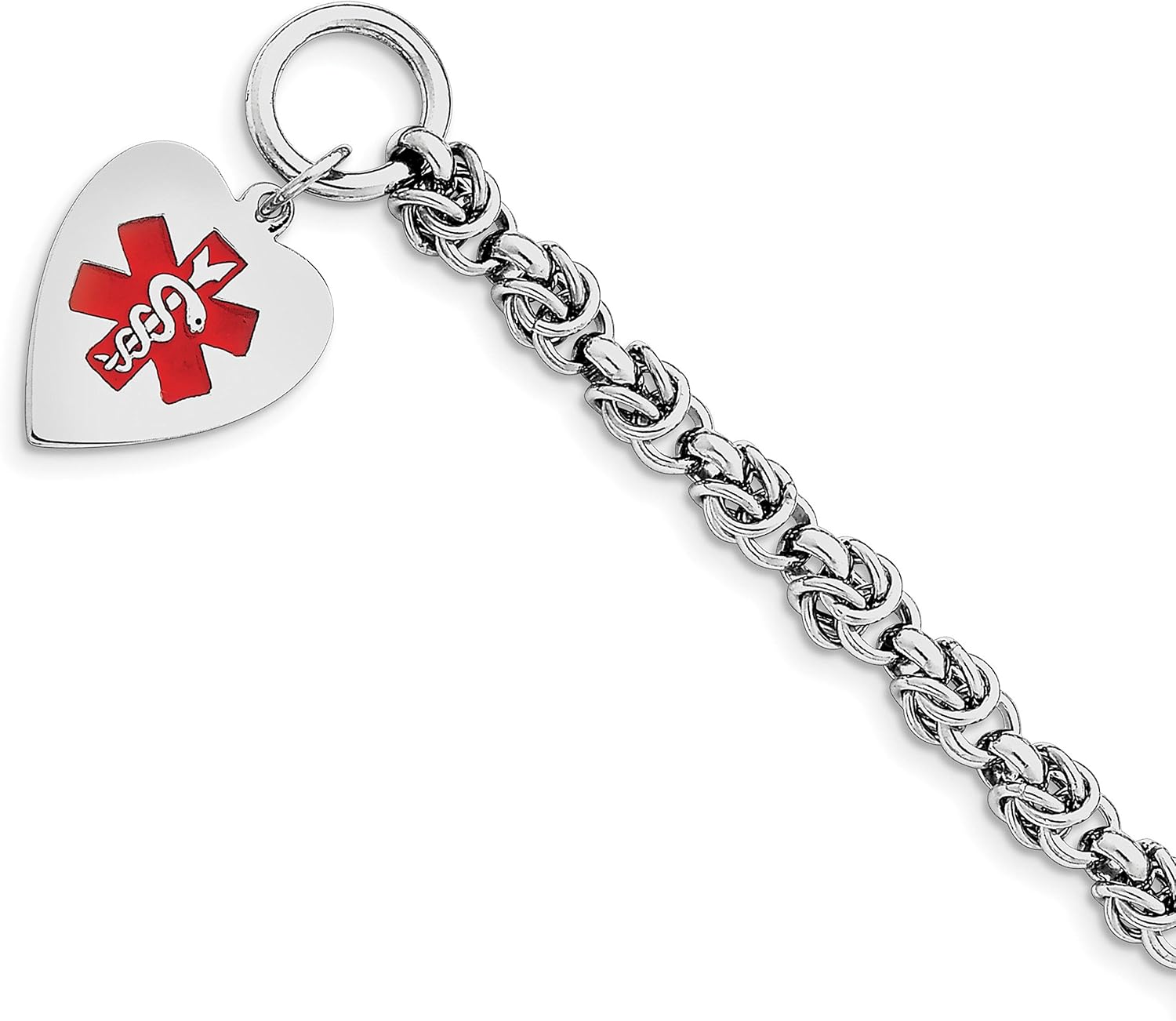 Sterling Silver Heart Medical ID Bracelet 8.75