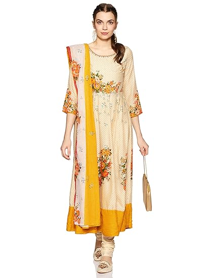 Light beige modal anarkali suit set Clearance