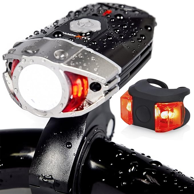 LuxPower Bike Light Set Rechargeable Galaxy 400 Lumens LED Bicycle Head