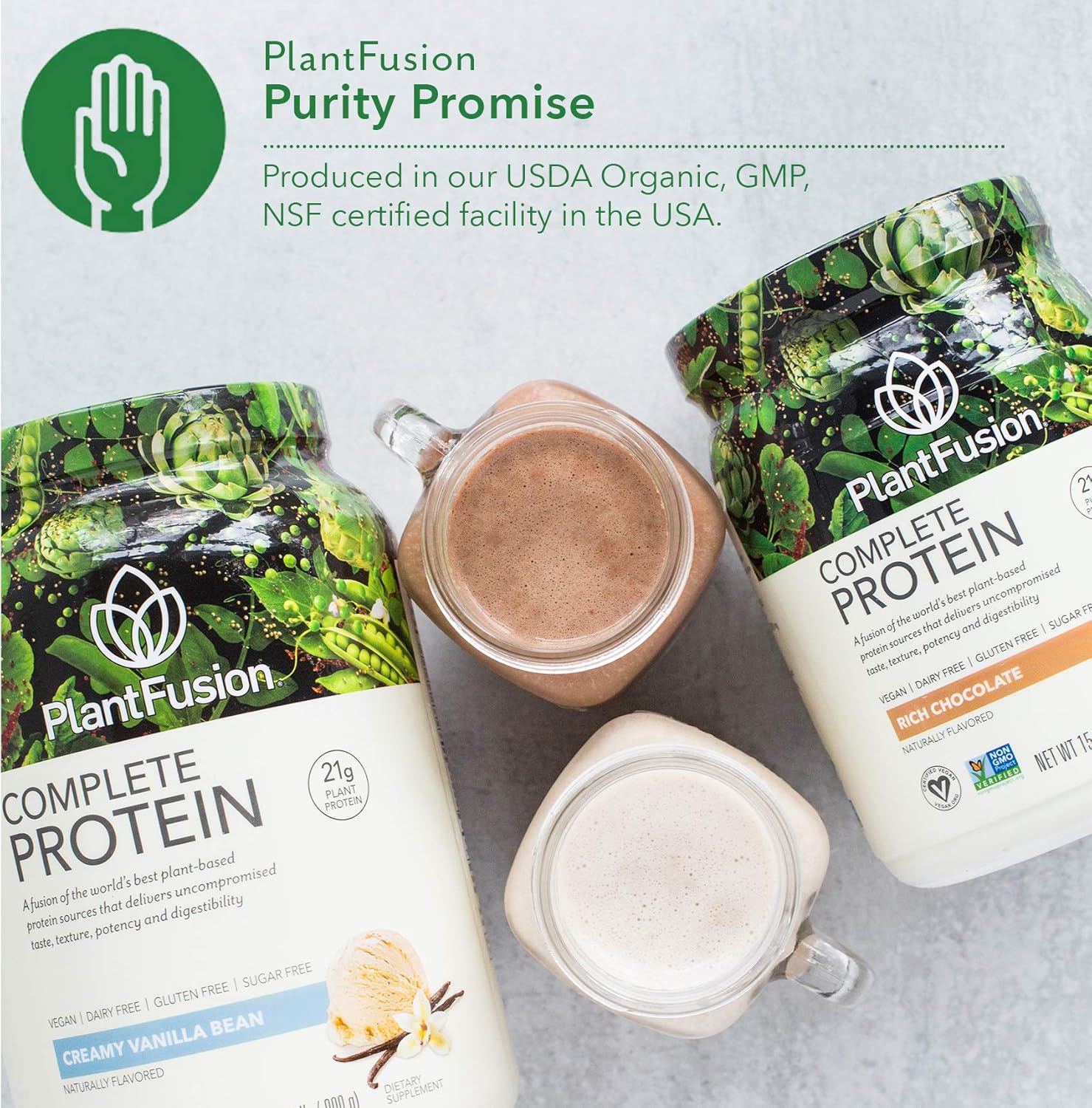 PlantFusion Complete Plant Based Pea Protein Powder, Non-GMO, Vegan, Dairy Free, Gluten Free, Soy Free, Allergy Free w/Digestive Enzymes, Dietary Supplement, Vanilla Bean (30 Servings) 2 Pound: Health & Personal Care