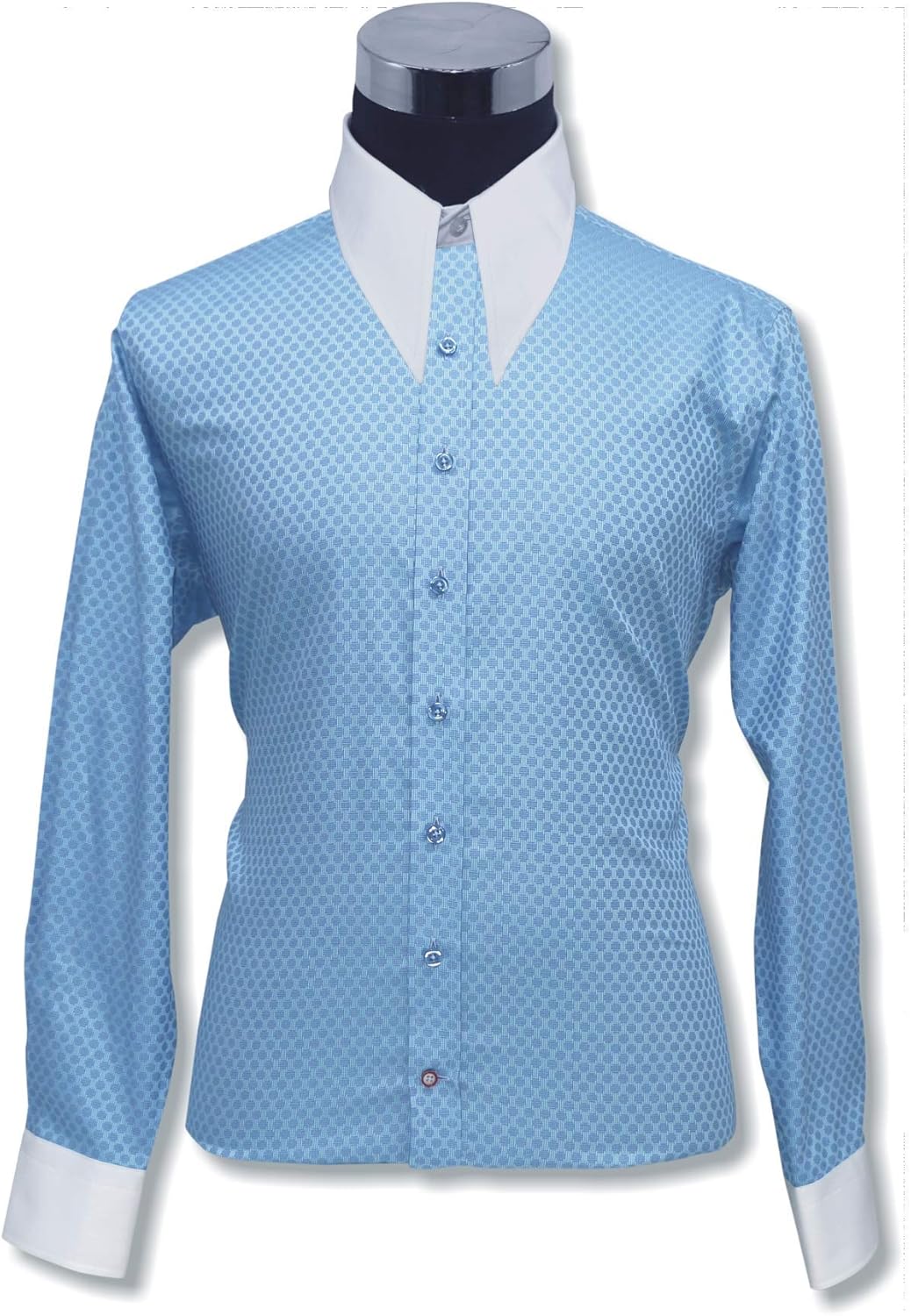 1940s 1950s Mens Spear Point Collar Dagger Collar Shirts Sea Blue