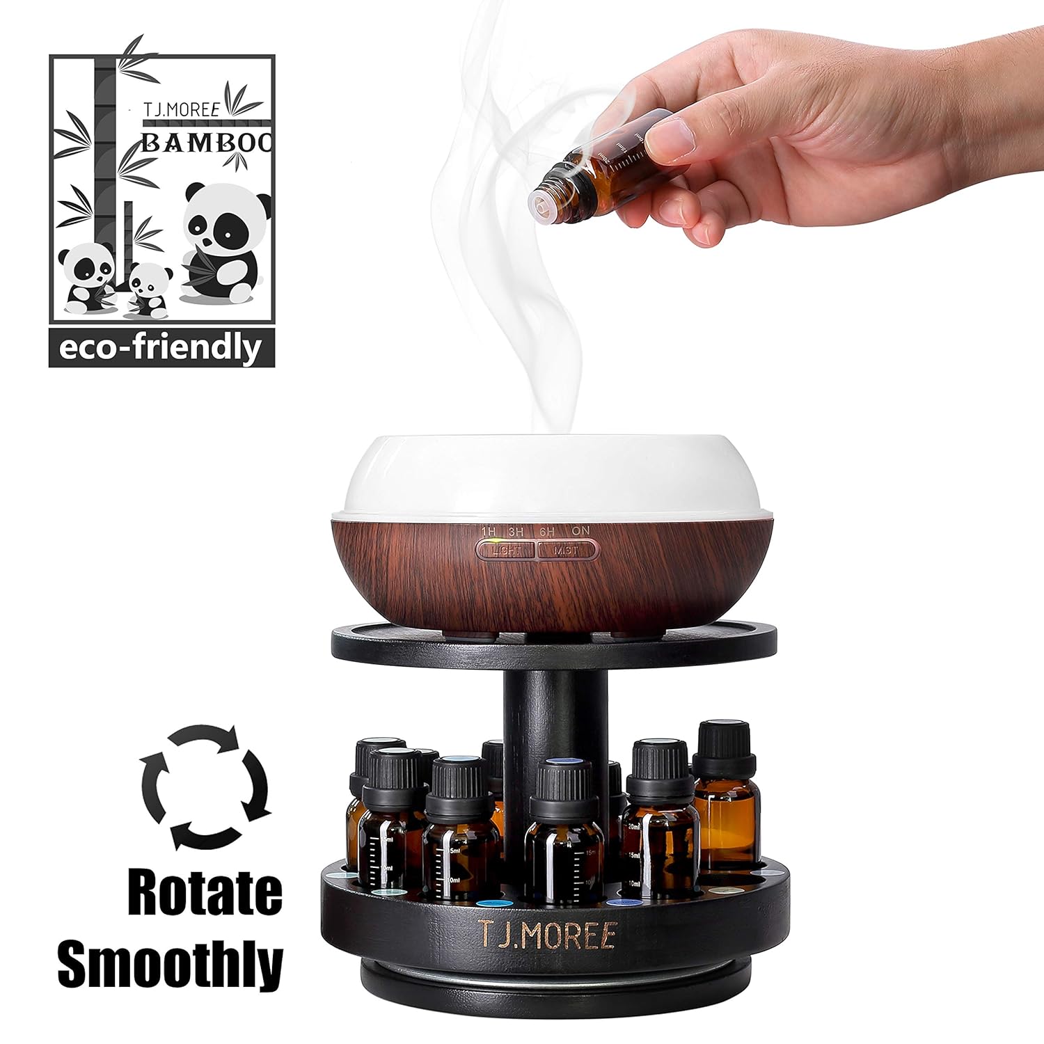 TJ.MOREE Bamboo Diffuser Holder Carousel 2 Tier Height Increase Rack