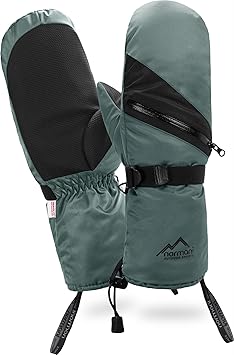 normani Winter Fausthandschuhe mit wasserdichtem Reißverschluss und wärmender ComforMax Füllung mit langem Schaft Armwärmer