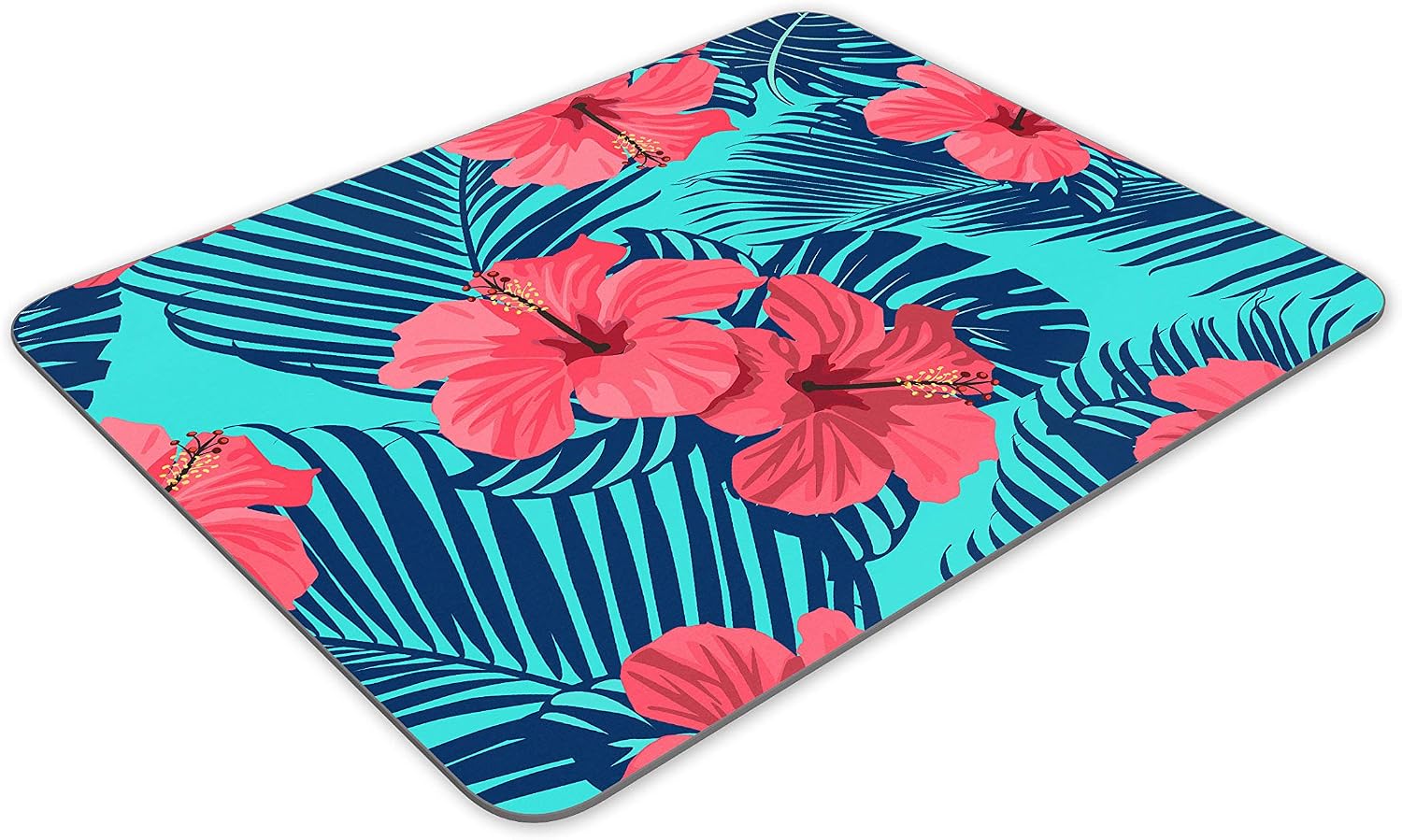 Destination Vinyl Ltd Tropical Flowers Palm Leaves Mouse Mat Pad - Pink Floral Computer #15174, Multicolor - Image 4