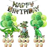 Dinosaur Birthday Party Decorations Set - Includes Happy Birthday Banner, Cake & Cupcake Toppers, Latex Balloons, Foil Balloon, 38pc Dinosaur Party Supplies for Home, School