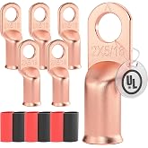 2 AWG/Gauge - 5/16" Battery Cable Lug Copper Connector Wire Ring Terminal | AIRIC,UL,2 AWG 5/16",6Pcs,Heat Shrink Cable End,Electrical Wiring Crimp Connectors,Copper Battery Lugs,Wire Ring Terminals