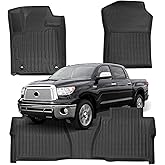 Floor Mats for Toyota Tundra: 2012 2013 CrewMax Cab & Double Cab,for Toyota Tundra Accessories, All Weather Car Accessories Front & 2nd Row Automotive Floor Mats for Trucks, Car Liner 3PCS Black