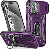SEFING Case for iPhone 15 Pro Max iPhone Case iPhone 15 Pro Max Phone Case with Camera Lens Cover, with Ring Holder Kickstand, fit Magnetic Car Mount, for iPhone 15 Pro Max (Purple)
