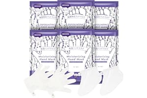 GUOYAOLIFU Hydrating Hand Foot Masks Set,3 Pack Glove Mask for Dry Hand,Exofliating 3 Pack Socks Maskfor Peeling Away Dead Skin Calluses（Lavender）